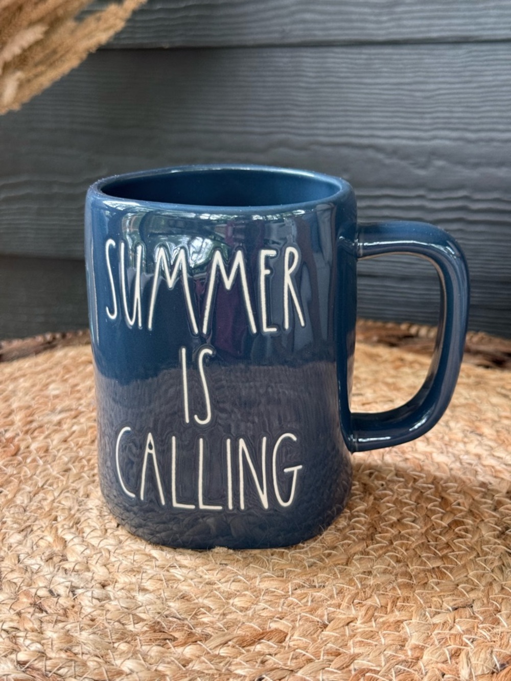 Rae Dunn Navy Blue Ceramic Mug - "Summer Is Calling"